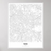 Poster de la carte minimaliste de Paris, France (S