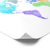 Poster de la carte mondiale de l'aquarelle vive - (Coin)