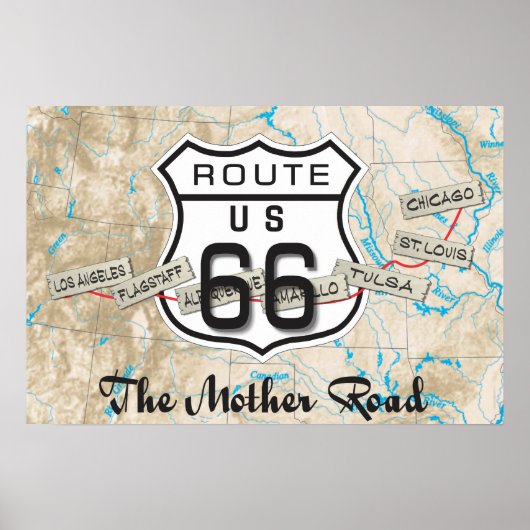 Poster de la carte Route 66 (Devant)