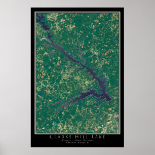 Poster de la carte satellite du lac Georgia de Cla