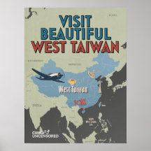 Poster de la carte Taïwan Ouest 18" x 24"