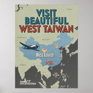 Poster de la carte Taïwan Ouest 18" x 24"