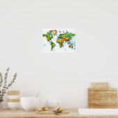 Poster de la carte topographique du monde Wall Art (Cuisine)