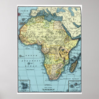 Poster de la carte Vintage Afrique 1890