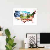 Poster de la carte Wall Art USA (Bureau à domicile)