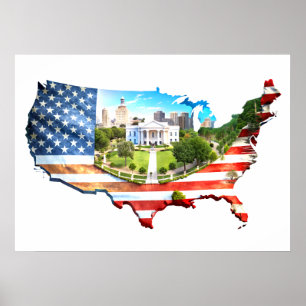 Poster de la carte Wall Art USA