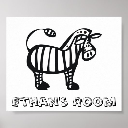 Poster de la chambre d'enfants Zebra customisée (Devant)