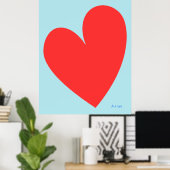 Poster de la chambre du garçon du Coeur bleu et ro (Bureau à domicile)
