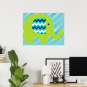 Poster de la chaux et de l'éléphant Turquoise (Bureau à domicile)