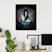 Poster de la Chine Retro Turquoise Lilly Afro Fae (Bureau à domicile)