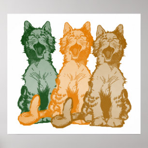 Poster de la chorale de chats vintage Mewsical All