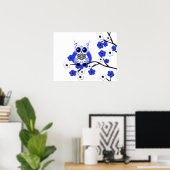 Poster de la Chouette aux fleurs de cerisier blanc (Bureau à domicile)