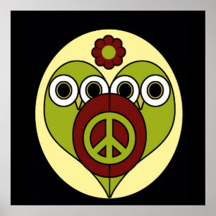 Poster de la Chouette de la Paix de l'Énergie Fleu