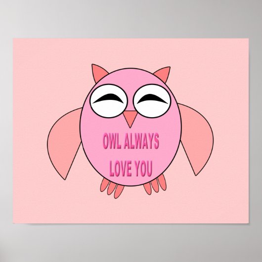 Poster de la Chouette de message d'amour mignon (Devant)