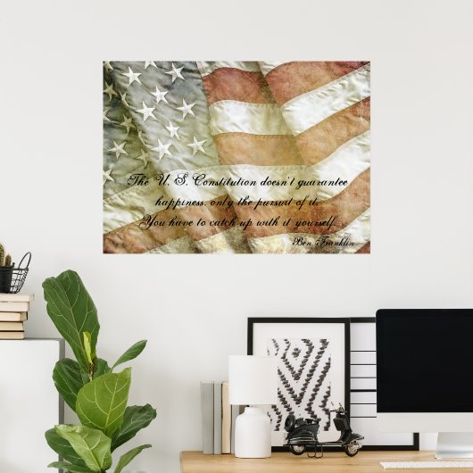 Poster de la citation Ben Franklin Happiness (Bureau à domicile)