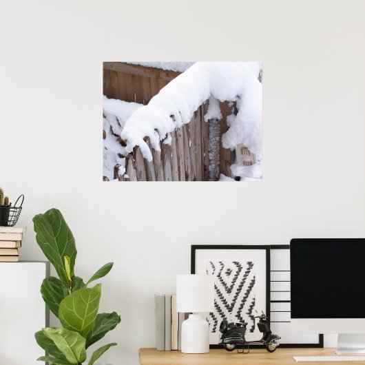 Poster de la clôture couverte de neige (Bureau à domicile)