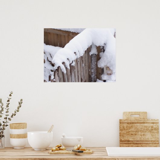 Poster de la clôture couverte de neige (Cuisine)