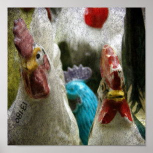 Poster de la collection de poulet en verre vintage