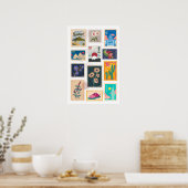 Poster de la collection de timbres postaux Vintage (Cuisine)