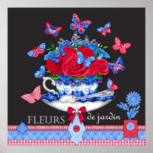 Poster de la Coupe et des Fleurs de Porcelaine (Devant)