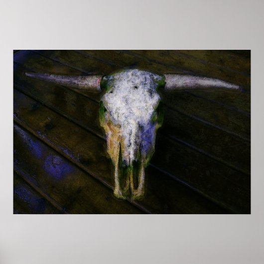 Poster de la cow artificielle crâne avec cornes (Devant)
