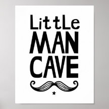 Poster de la cravate Little Man Cave avec Moustach