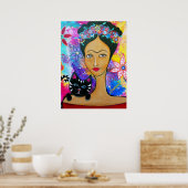Poster de la dame mexicaine et son chat (Cuisine)