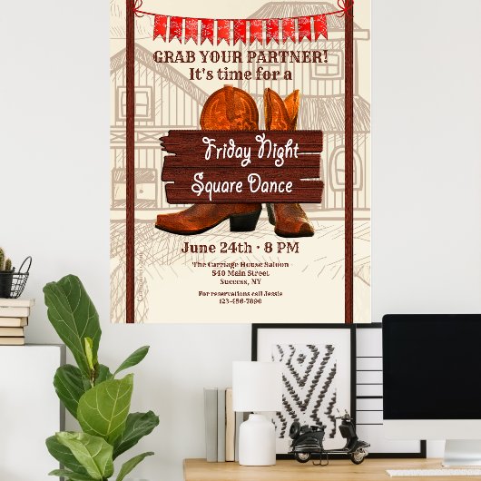 Poster de la danse carré (Bureau à domicile)