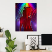 Poster de la danseuse sous Neon Rainbow Light Shoc (Bureau à domicile)