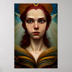 Poster de la déesse d'Imaginaire des elfes AI