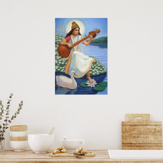 Poster de la déesse hindoue Saraswati Art hindouis (Cuisine)