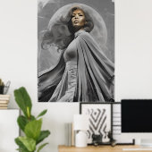 Poster de la déesse Lune - Portrait noir et blanc (Bureau à domicile)