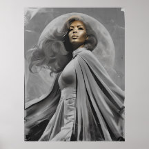 Poster de la déesse Lune - Portrait noir et blanc