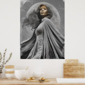 Poster de la déesse Lune - Portrait noir et blanc (Cuisine)