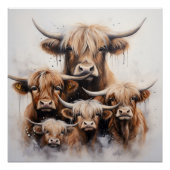 Poster de la famille de 5 vaches design - art mode (Devant)