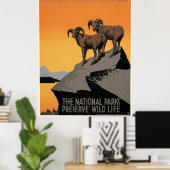 Poster de la faune des parcs nationaux vintages (Bureau à domicile)