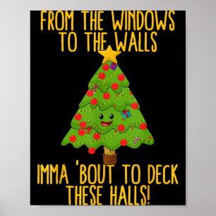 Poster De la fenêtre au mur de l'arbre de Noël Em Xmas