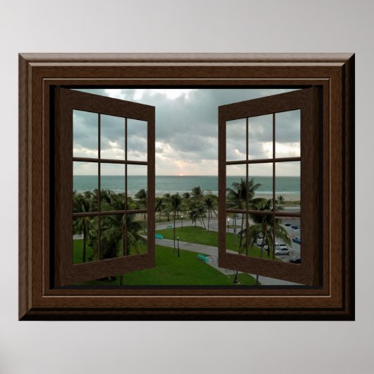 Poster de la fenêtre Faux Pacifique Océan Scène Tr (Devant)