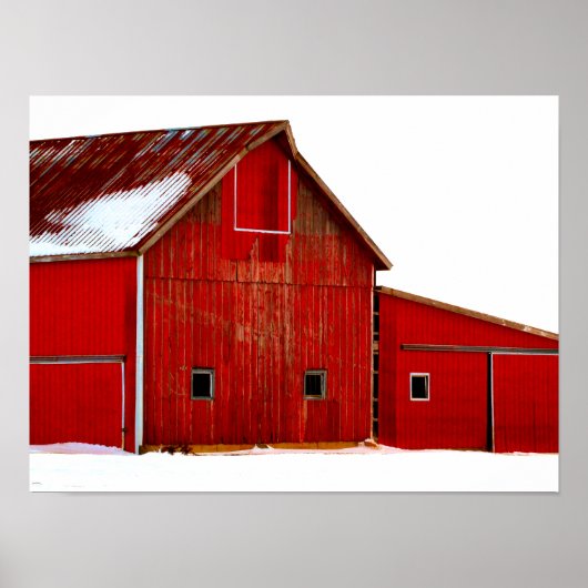 Poster de la ferme Red Barn Imprimer Mur Art (Devant)