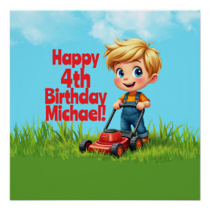 Poster de la fête d'anniversaire de Lawn Mower