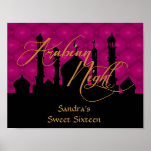 Poster de la fête d'anniversaire sweet sixteen