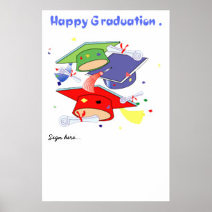 Poster de la fête de graduation Invités signature