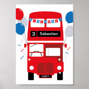 Poster de la fête personnalisée de London Red Bus