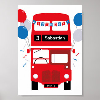 Poster de la fête personnalisée de London Red Bus