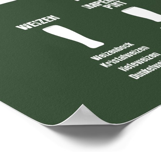Poster de la feuille de fromage de bière vert fonc (Coin)