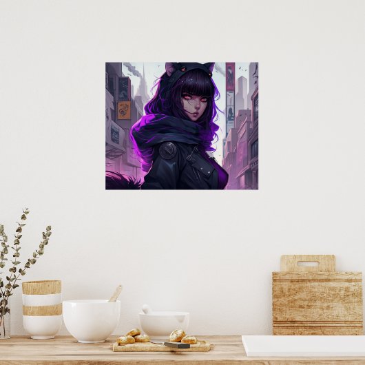 Poster de la fille de chats Anime (Cuisine)