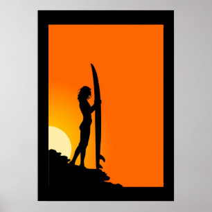 Poster de la fille de surfer