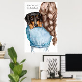 Poster de la fille et de son Dachshund (Bureau à domicile)