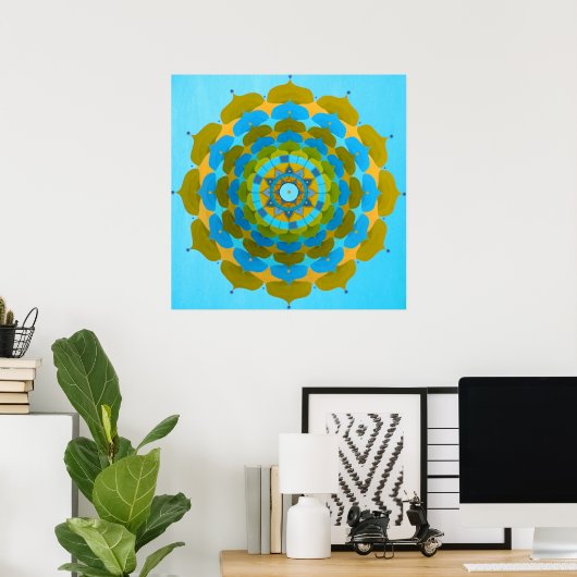Poster de la fleur d'eau Mandala (Bureau à domicile)