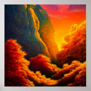 Poster de la Forêt d'automne dans les montagnes
